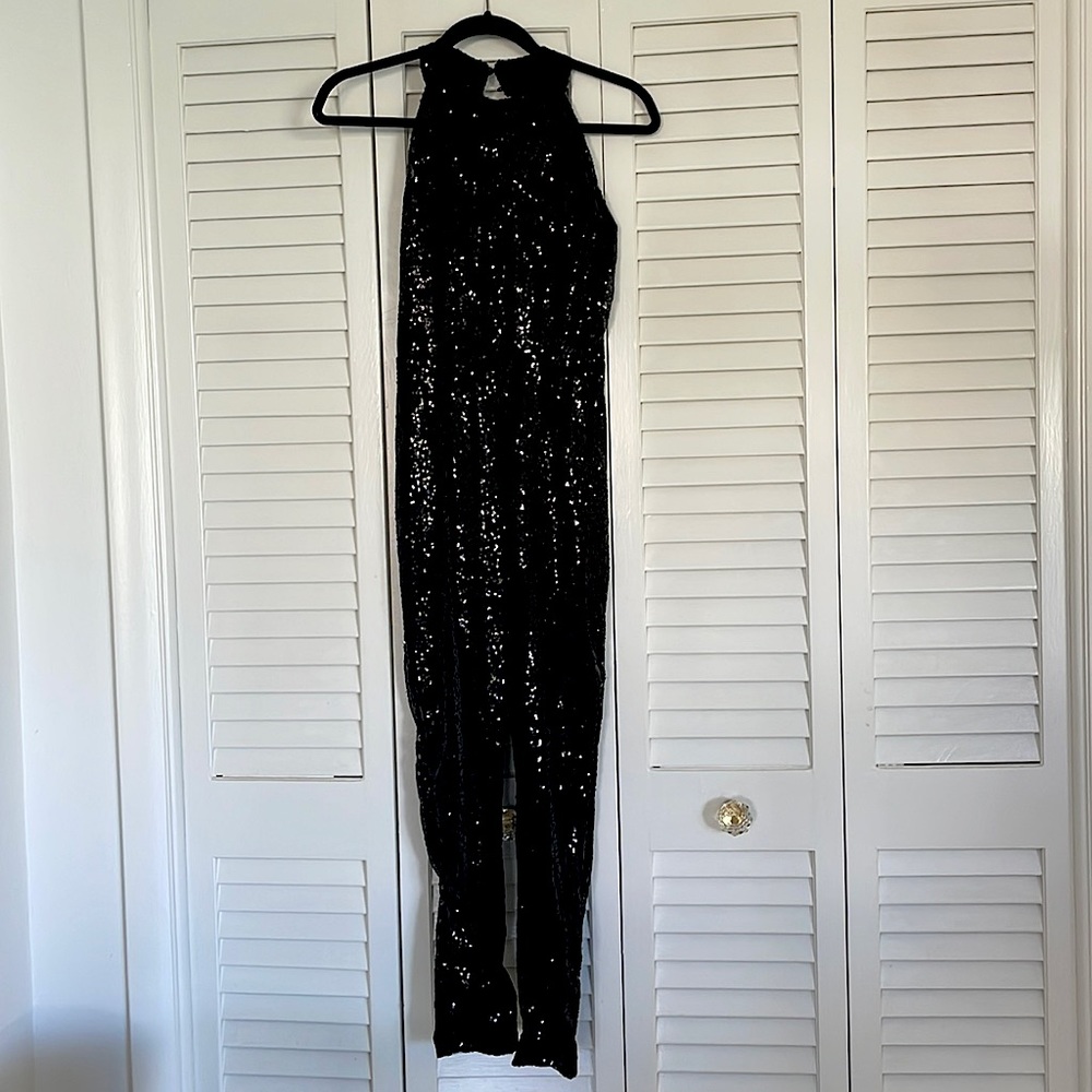 Open Back Black Sequin Jumpsuit NWOT